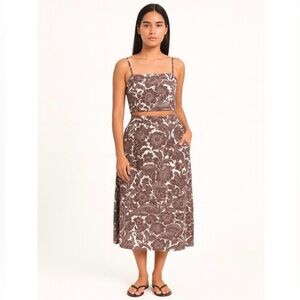 NWT Brown and White Floral 2 Piece